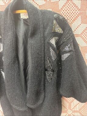 Vintage 80s Christine Mohair Blend Embellished Cardigan Jacket Size L